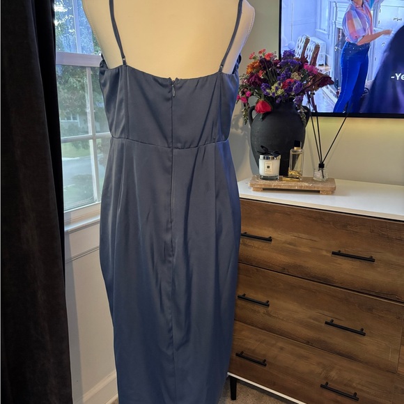 Fashion Nova Satin Blue Midi Dress - Picture 6 of 6